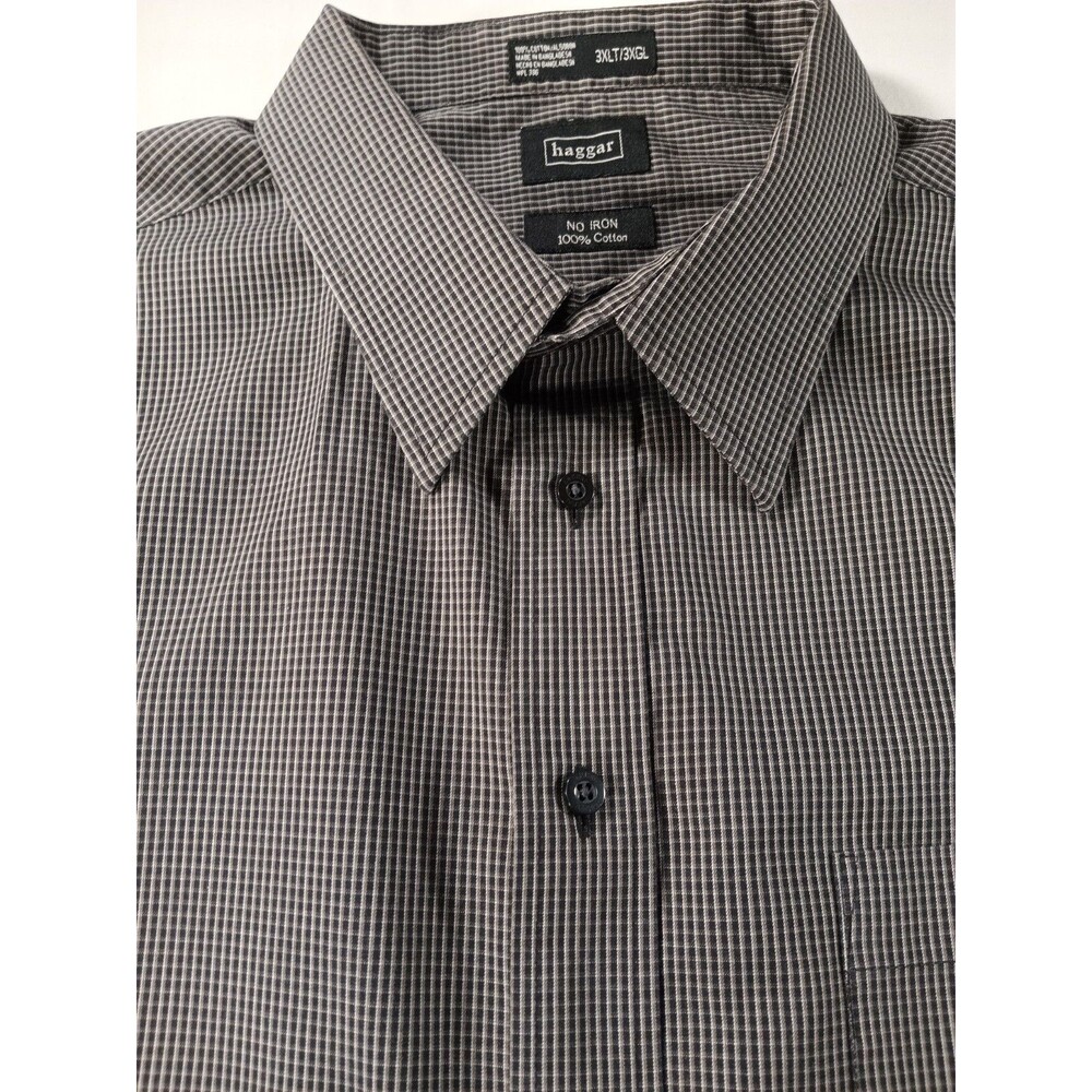 Hagger Shirt Black White Striped Long Sleeve 3XLT/3XGL Formal